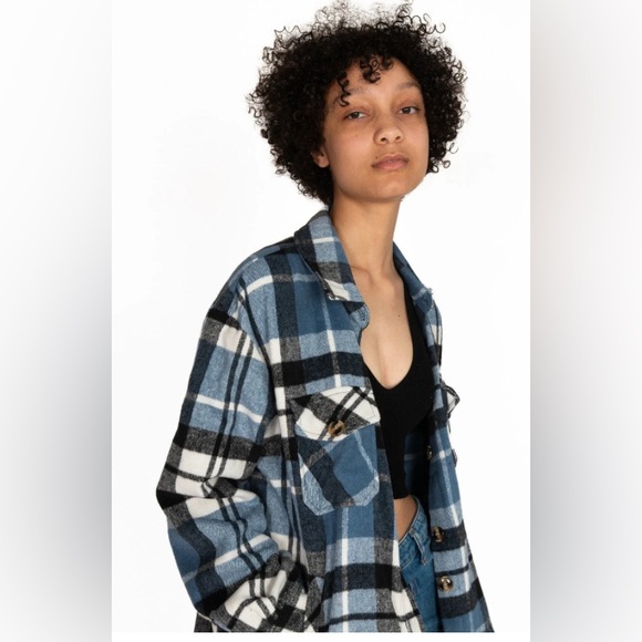Zara Jackets & Blazers - Zara Blue and White Plaid Utility Jacket
